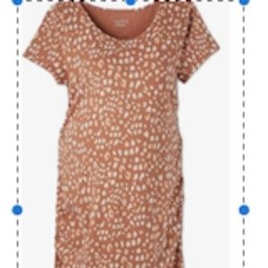 Isabel Maternity Women Tan Short Sleeve Animal Print Stretchy Knee Length Dress-